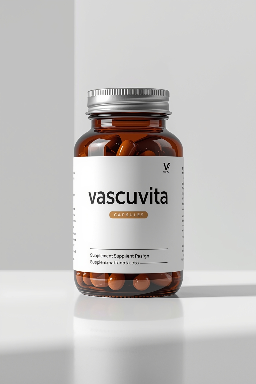 Vascuvita supplement capsules in brown glass bottle